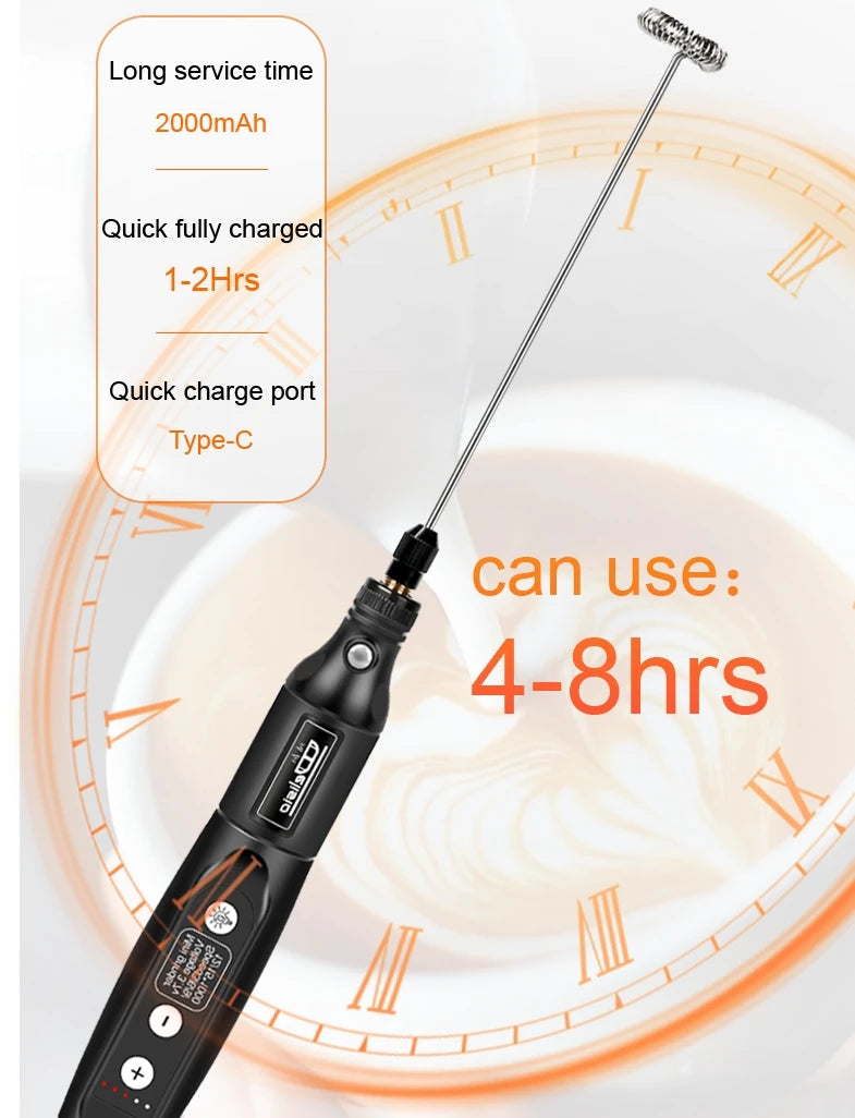 Mousseur à lait électrique rechargeable USB prise en main