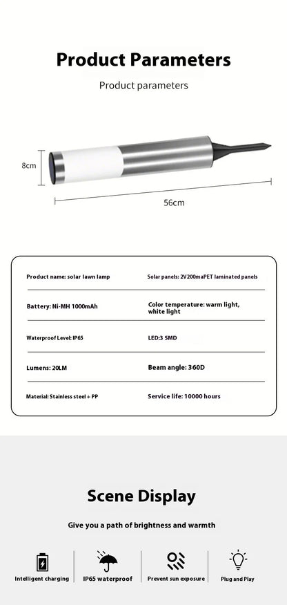 Lampe solaire d’allée extérieure – Éclairage LED automatique pour jardin