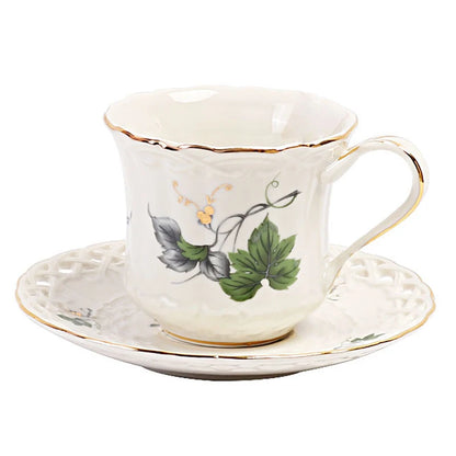 Golden Wheat – Service à café & thé en porcelaine ajourée, style élégant