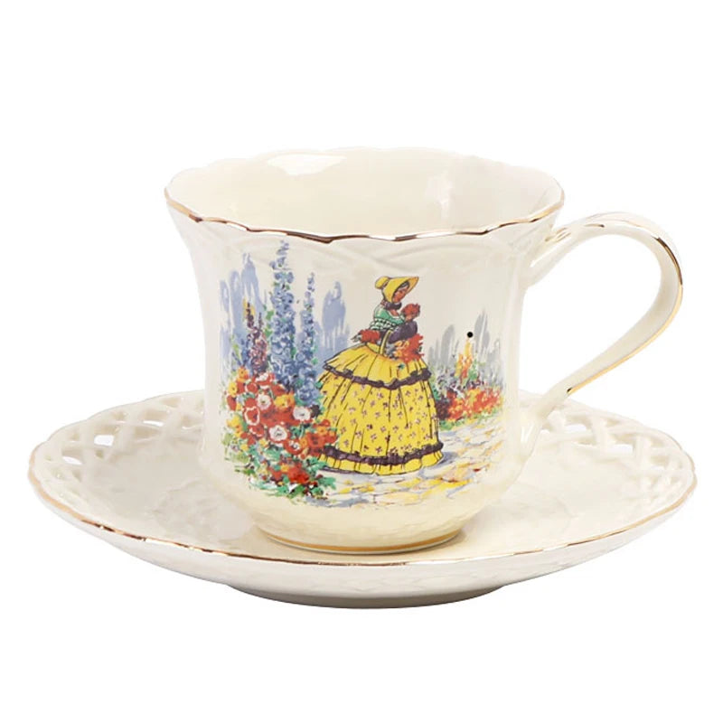 Golden Wheat – Service à café & thé en porcelaine ajourée, style élégant