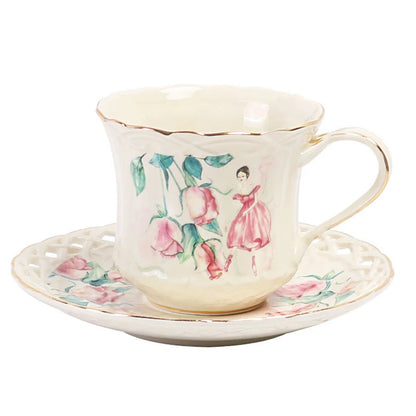 Golden Wheat – Service à café & thé en porcelaine ajourée, style élégant