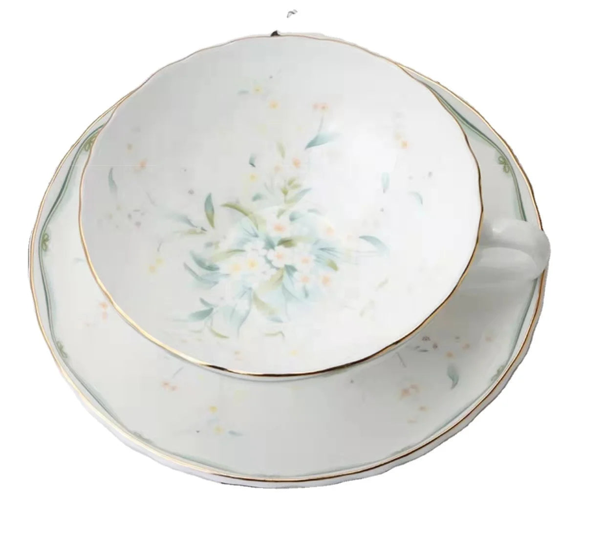 Set Tasse & Soucoupe Anglais Vintage – Élégance Intemporelle en Bone China