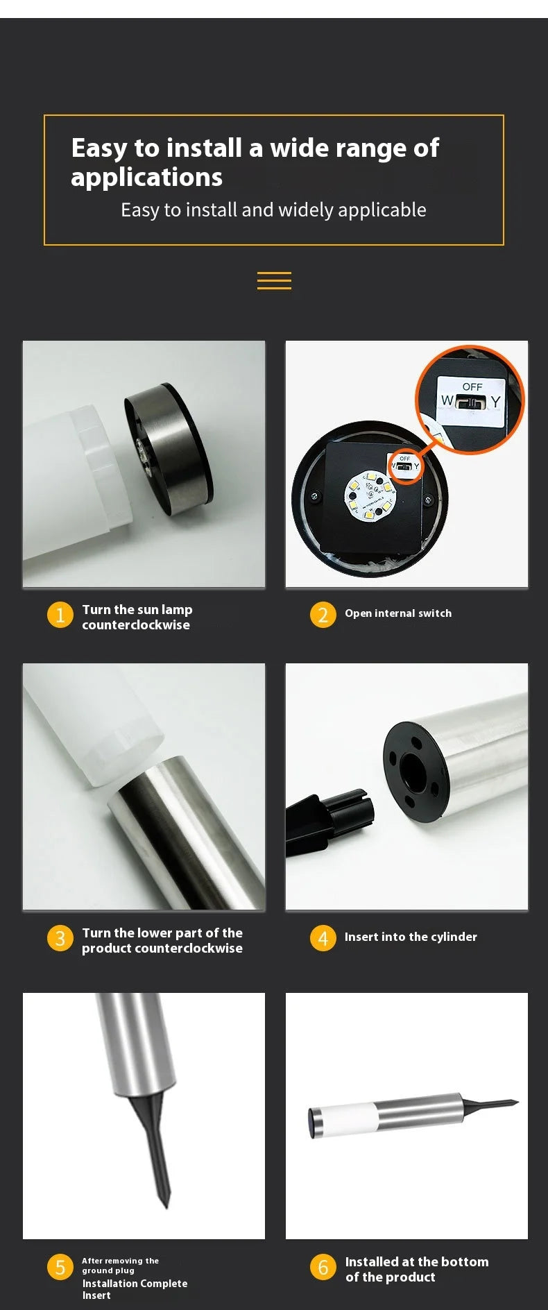 Lampe solaire d’allée extérieure – Éclairage LED automatique pour jardin