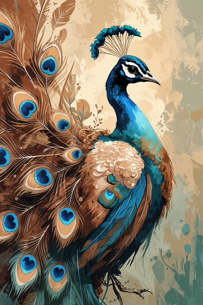 Toile murale Paon en aquarelle – Élégance artistique pour votre intérieur