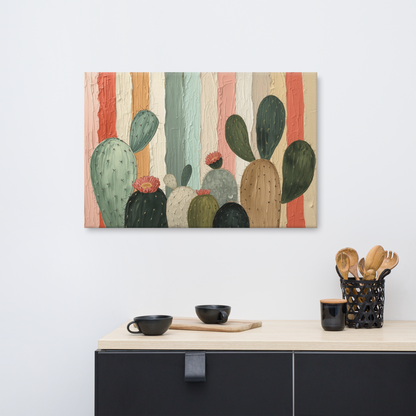Toile Canvas Cactus – Grande Œuvre Botanique, Style Artistique Contemporain
