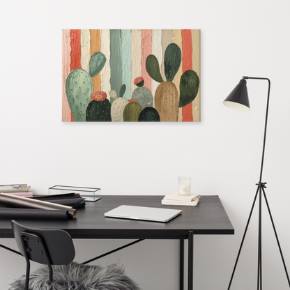 Toile Canvas Cactus – Grande Œuvre Botanique, Style Artistique Contemporain