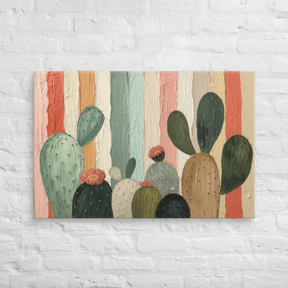 Toile Canvas Cactus – Grande Œuvre Botanique, Style Artistique Contemporain
