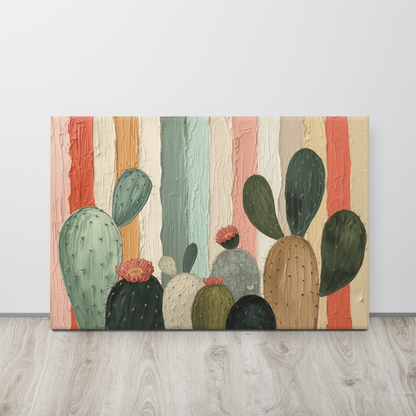 Toile Canvas Cactus – Grande Œuvre Botanique, Style Artistique Contemporain