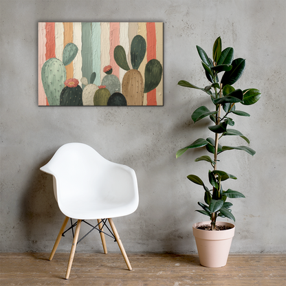Toile Canvas Cactus – Grande Œuvre Botanique, Style Artistique Contemporain