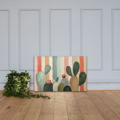 Toile Canvas Cactus – Grande Œuvre Botanique, Style Artistique Contemporain
