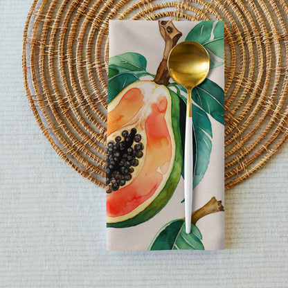 Lot de 4 serviettes de table en tissu motif papaye assorties