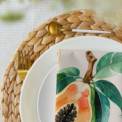 Texture douce du tissu des serviettes de table motif papaye