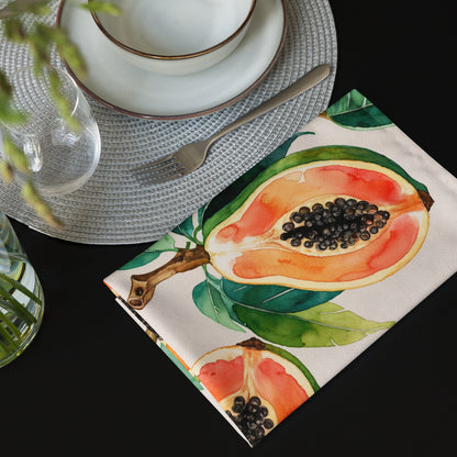 Texture douce du tissu des serviettes de table motif papaye