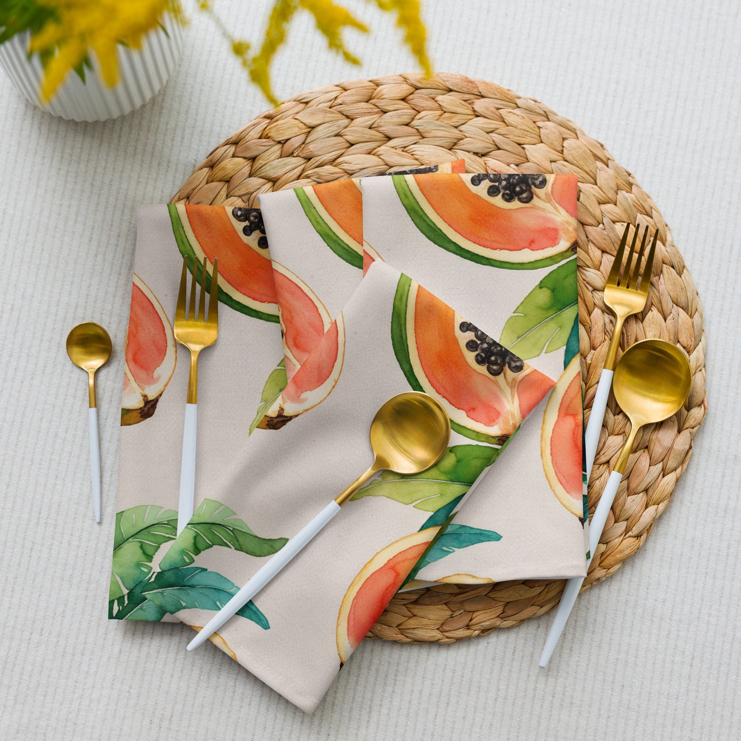 Serviettes de table en tissu réutilisables avec motif papaye tropical