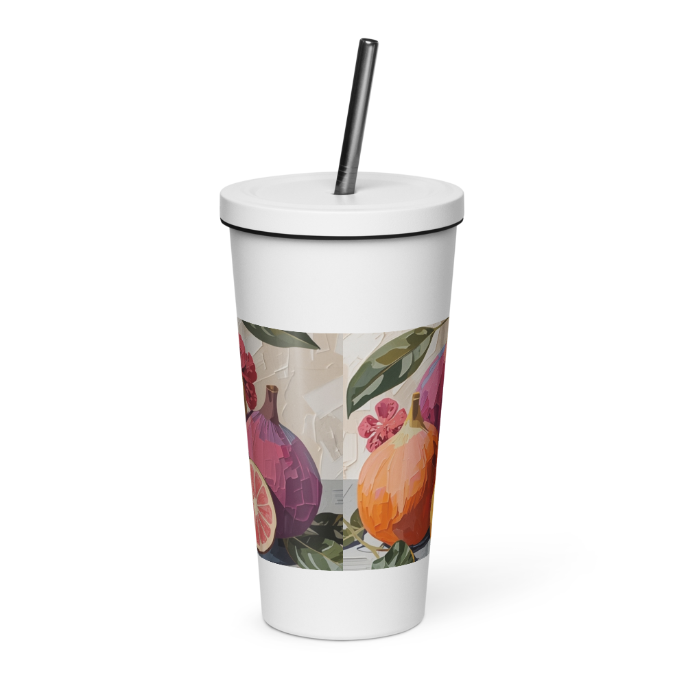 Gobelet isotherme en acier inoxydable avec paille – 600 ml – Pour boissons chaudes et froides