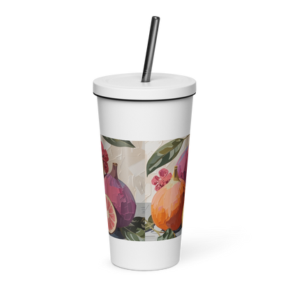 Gobelet isotherme en acier inoxydable avec paille – 600 ml – Pour boissons chaudes et froides