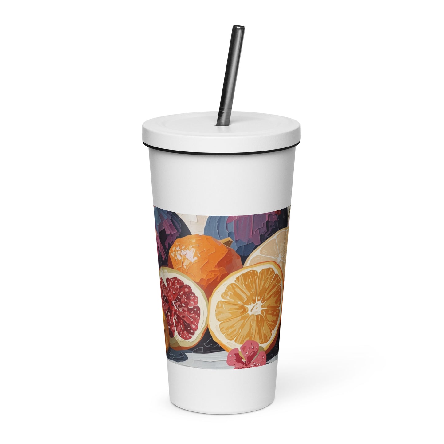 Gobelet isotherme en acier inoxydable avec paille