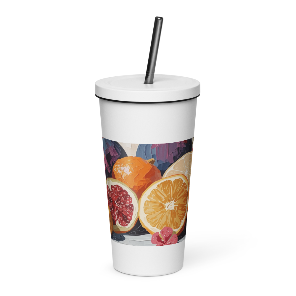 Gobelet isotherme en acier inoxydable avec paille – 600 ml – Pour boissons chaudes et froides