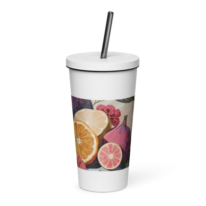 Gobelet isotherme en acier inoxydable avec paille – 600 ml – Pour boissons chaudes et froides